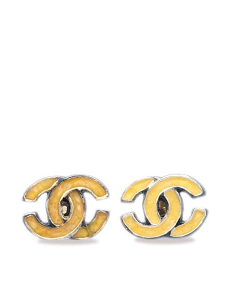 resale chanel enamel stud earrings|pre owned chanel earrings.